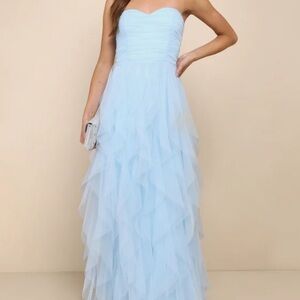 Blue Lulus Maxi Tulle Dress